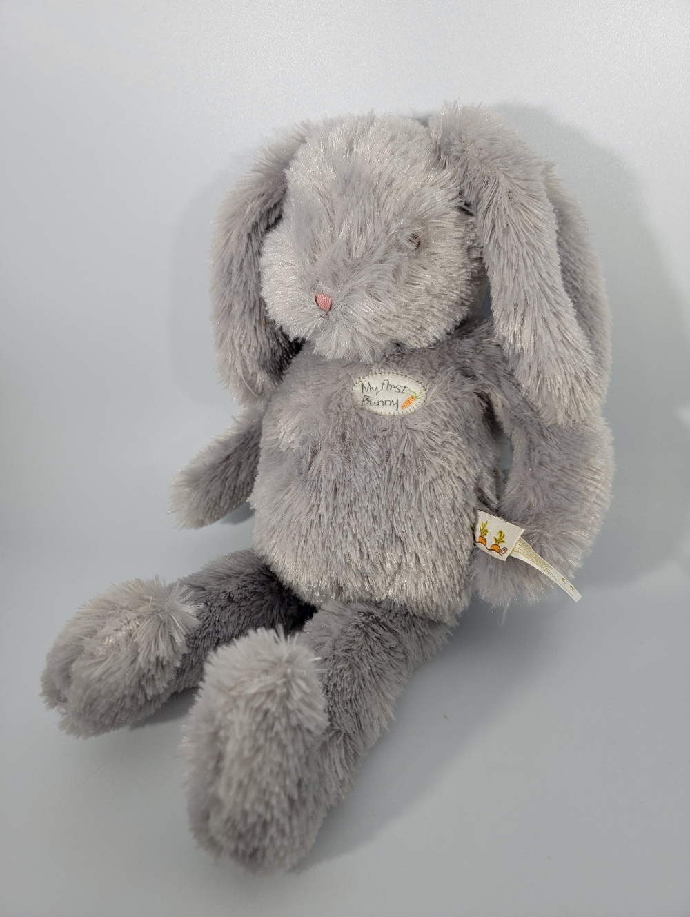 Bunnies by the Bay Carrots Bunny Gray Rabbit Plush 15” Lovey Stuffed Animal